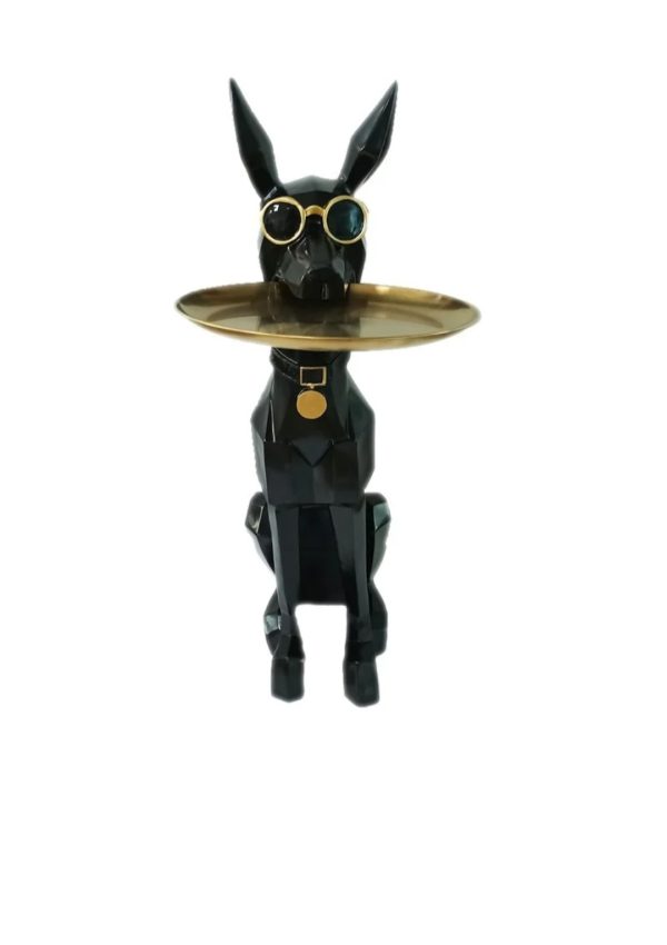Hond zwart met dienblad